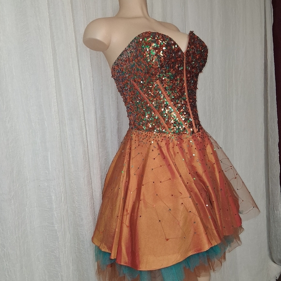 Jasz Couture boho Strapless Orange Dress Women Size 6 - Picture 7 of 16